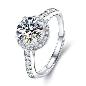 Certified 1ct. t.w. Diamond Moissanite Engagement Ring NEW H